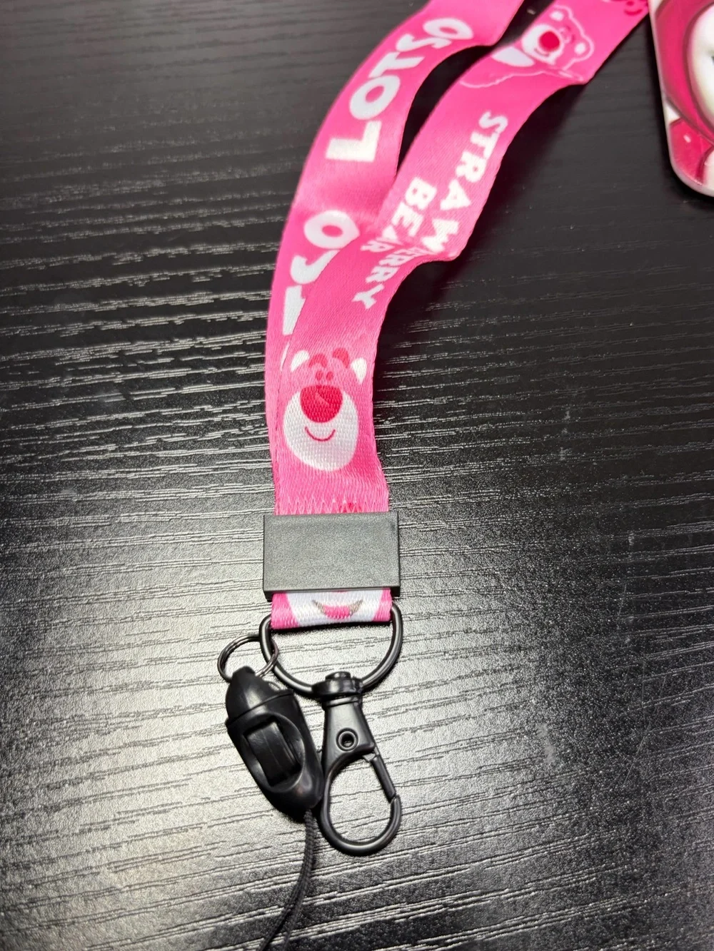 Strawberry Bear Cute Card Holder with Pink Lanyard